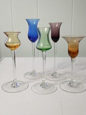 Vintage Lenox Color Gem Cordial/Candle Holder 5 Glass Set